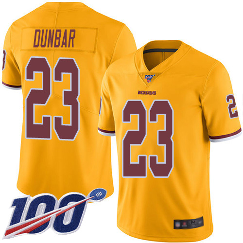 Washington Redskins Limited Gold Youth Quinton Dunbar Jersey NFL Football #23 100th Season Rush->youth nfl jersey->Youth Jersey